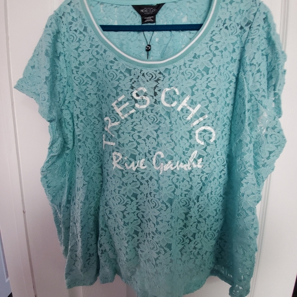 Lace top, seafoam colour, plus size, NWT - Picture 4 of 5